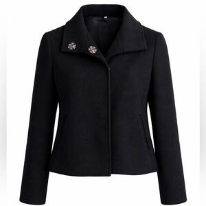 IRO Hiver Crosshatch Black Wool Snap Button Jacket Size 2